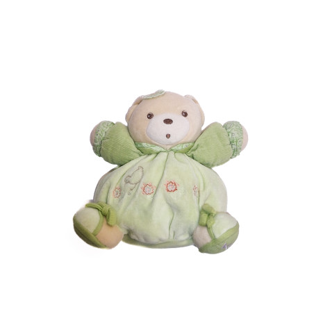 Doudou ours patapouf vert poule oiseau fleur KALOO 18 cm