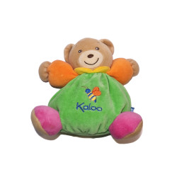 Doudou ours Kaloo vert orange abeille 18 cm | Destock Baby
