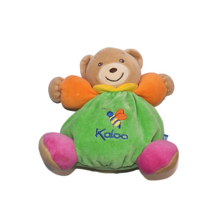 Doudou ours Kaloo vert orange abeille 18 cm | Destock Baby