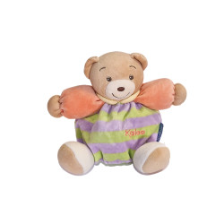Doudou ours Kaloo orange rayures vert mauve 18 cm | Destock Baby