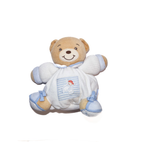 Doudou ours blanc bleu Kaloo Bonhomme enfants brodés