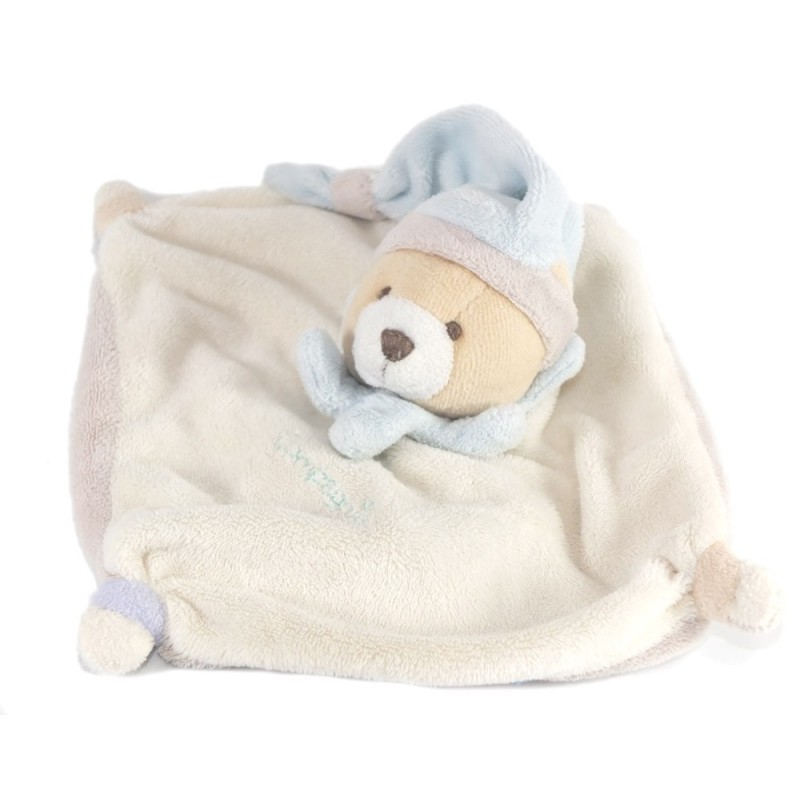 DOUDOU ET COMPAGNIE Mini doudou Ours blanc bleu gris 15 cm (17511)