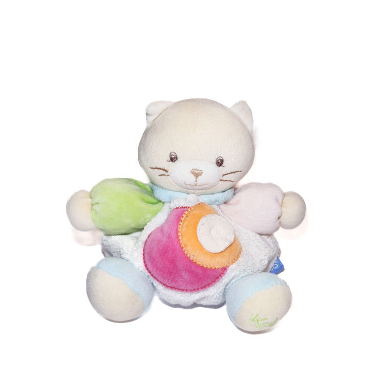 Doudou chat rond rose orange kaloo 18 cm