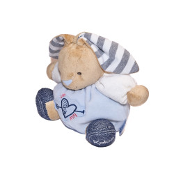 Doudou lapin Kaloo Denim bleu cœur flèche 18 cm | Destock Baby