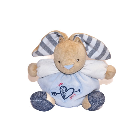 Doudou lapin bleu coeur flèche Denim Jean Kaloo 18 cm