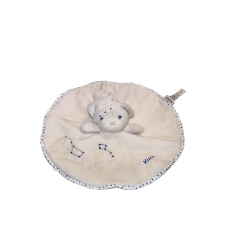 Doudou plat rond ours Kaloo Petite Étoile blanc bleu étoiles comme neuf | Destock Baby