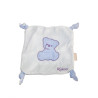 Doudou plat blanc ours bleu mauve 4 noeuds Kaloo