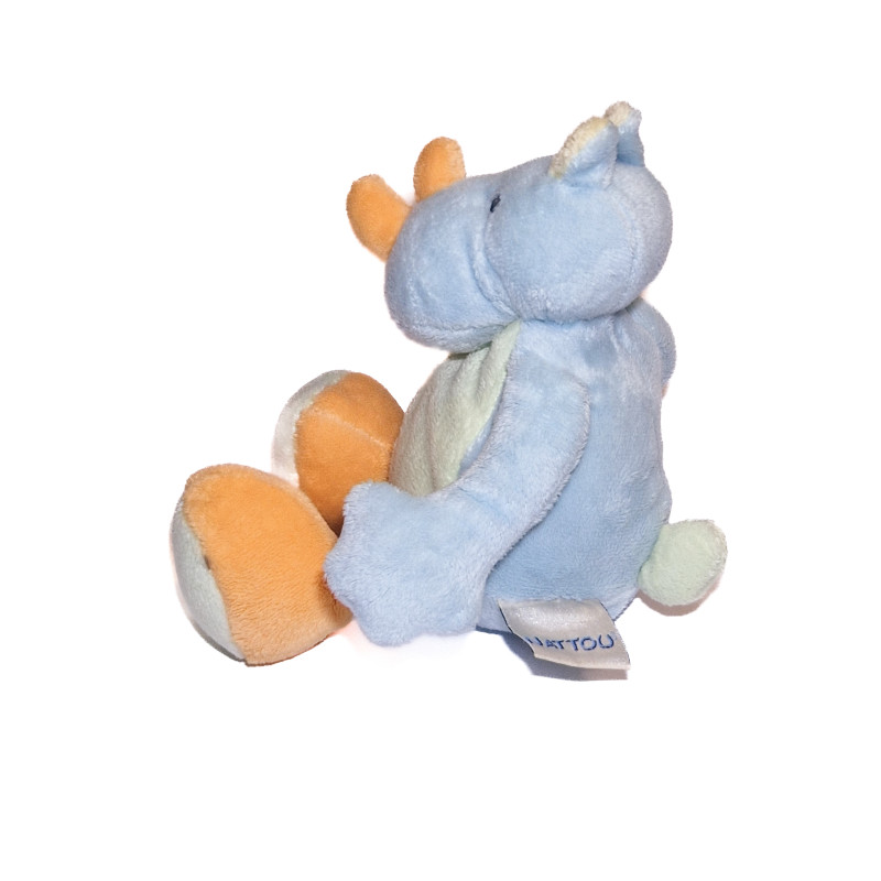 Doudou Rhinoceross bleu orange safari Nattou 24 cm-4