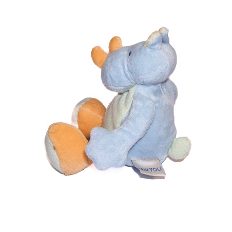 Doudou Rhinoceross bleu orange safari Nattou 24 cm-4