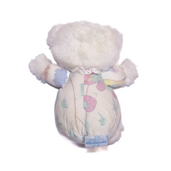 Peluche doudou ours blanc collerette Nounours 20 cm grelot | Destock Baby