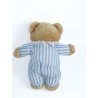Peluche ours vintage marron pyjama rayé collerette 25 cm comme neuf | Destock Baby