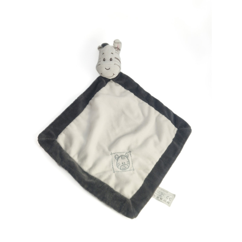 Doudou plat zèbre blanc gris Action ZDT losange comme neuf | Destock Baby