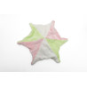 Doudou plat souris blanc rose vert étoile grelot Nounours comme neuf | Destock Baby