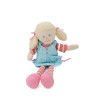 Doudou poupée tissu robe bleue rose rayrures 30 cm Ajéna | Destoc...