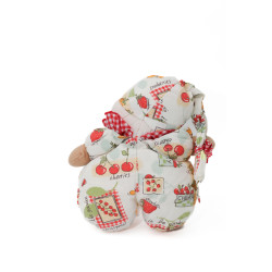 Doudou poupée tissu cherries cerises blanc rouge collerette Ajéna...