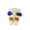 Peluche doudou Elephant vert bleu rouge salopette grelot Ajéna 20 cm