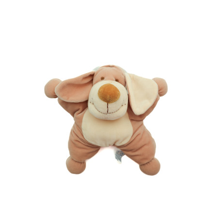 Doudou Coussin chien beige grelot 25 cm Nounours
