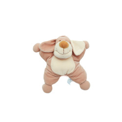 Doudou Coussin chien beige grelot 25 cm Nounours chez vous des demain