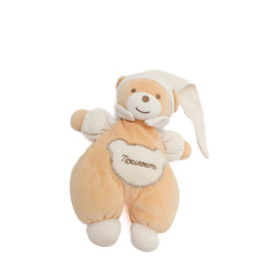 Doudou Ours bonnet blanc 28 cm Nounours chez vous des demain