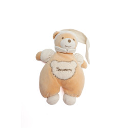 Doudou Ours bonnet blanc 28 cm Nounours chez vous des demain