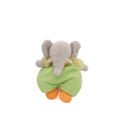 Peluche doudou Elephant vert orange Nounours 25 cm