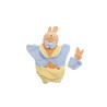 Doudou marionnette lapin bleu jaune poche Noeud papillon Nounours |
