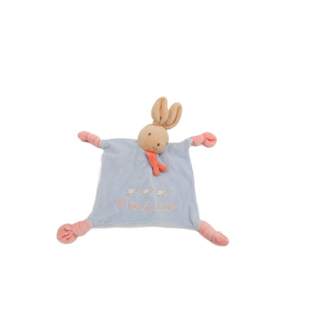 Doudou plat lapin bleu rose Au dodo le Ninnin Nounours
