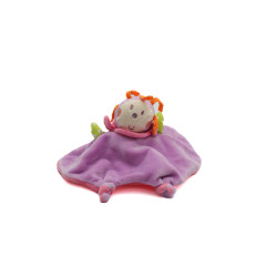 Doudou plat reversible papillon insecte rose mauve Nounours