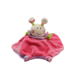Doudou plat reversible papillon insecte rose mauve Nounours | Destock Baby