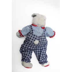 Peluche doudou lapin bleu salopette JACADI 42 cm | Destock Baby
