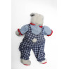 Peluche doudou lapin bleu salopette JACADI 42 cm | Destock Baby