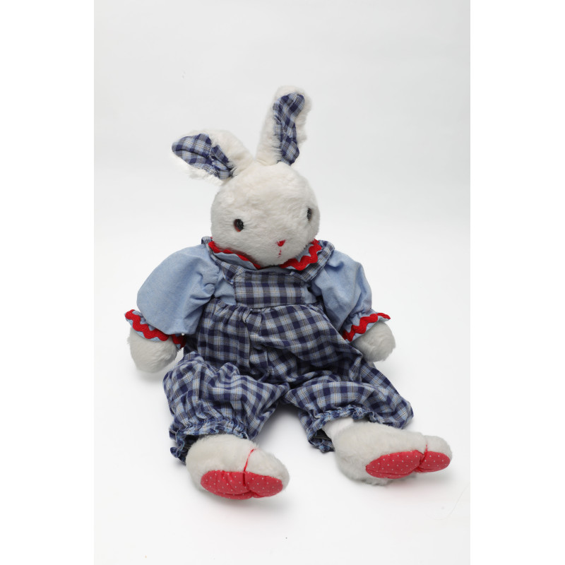 Peluche doudou lapin bleu salopette JACADI 42 cm
