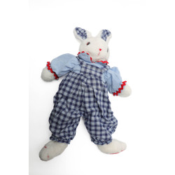 Peluche doudou lapin bleu salopette JACADI 42 cm | Destock Baby