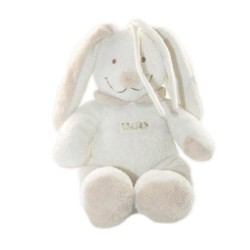 Doudou LAPIN Peluche musicale Blanc Beige NICOTOY The Baby Collection 25 cm (18025)