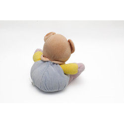 Doudou ours bleu marron poche rose CP International 28 cm | Destock...