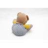 Doudou ours bleu marron poche rose CP International 28 cm | Destock...