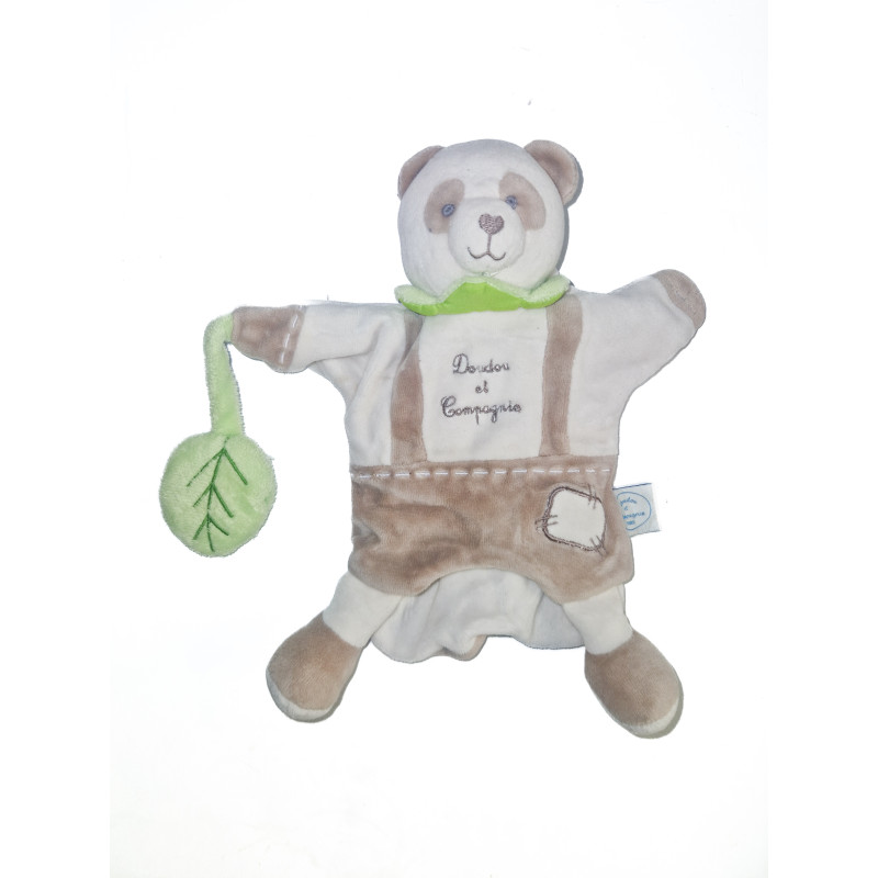 Doudou et Compagnie Marionnette panda Mario gris blanc vert