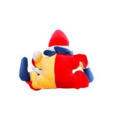 Vintage Doudou clown rouge jaune bleu Sucre d'orge 16 cm