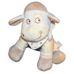 Doudou Peluche Mouton beige pois MOTS D'ENFANTS Siplec 26 cm