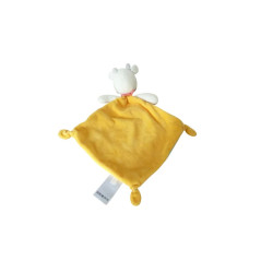 Doudou plat Vache bleu jaune Mots d'Enfants | Destock Baby