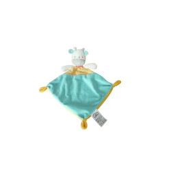 Doudou vache plat bleu jaune - Mots d'Enfants