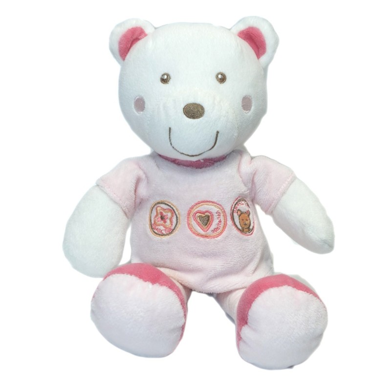 Doudou Peluche musicale Ours rose Prémaman Nicotoy 30 cm (17860)