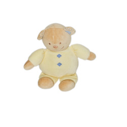 Doudou Ours jaune losanges bleus 26 cm TEX | Destock Baby