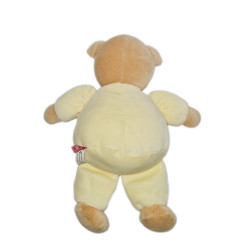 Doudou Ours jaune losanges bleus 26 cm TEX | Destock Baby