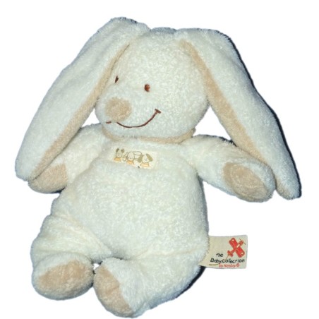 Doudou LAPIN blanc beige - NICOTOY The Baby Collection - H 22 cm (11767)