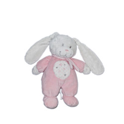 Doudou Lapin blanc rose étoiles 26 cm TEX Baby | Destock Baby