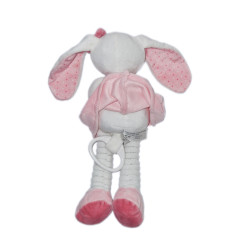 Doudou peluche musicale Lapin rose cœur papillon 30 cm TEX Carrefour | Destock Baby