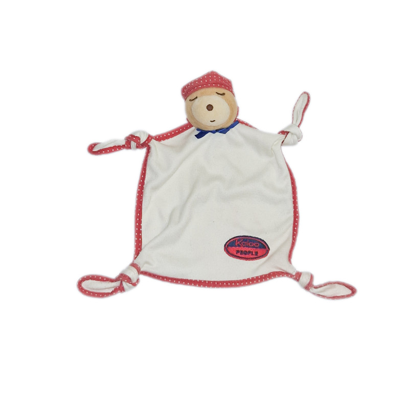 Doudou plat Ours blanc bandana rouge à pois Pirate KALOO | Destock Baby