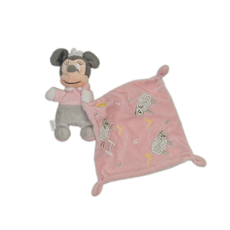 Disney Baby - Doudou Minnie gris rose Mouchoir 123 moutons
