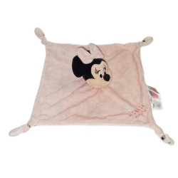 Doudou plat Minnie Mouser rose dessous blanc rayures Disney Baby primark Cares